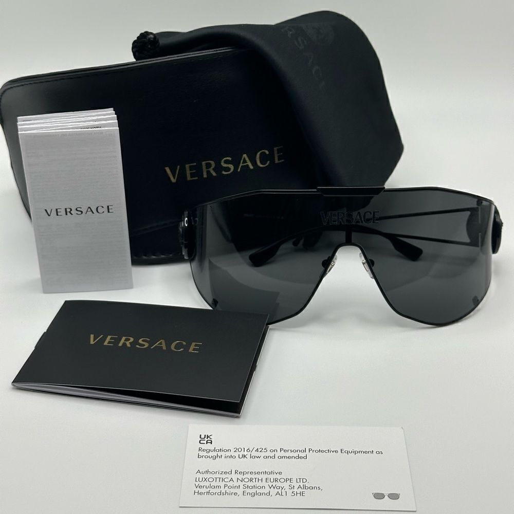 VERSACE Sunglasses VE2268 143387 Matte Black Dark Grey Unisex NEW - Picture 9 of 10